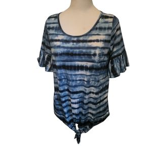 Amana Tie Front Blouse Blue sz M